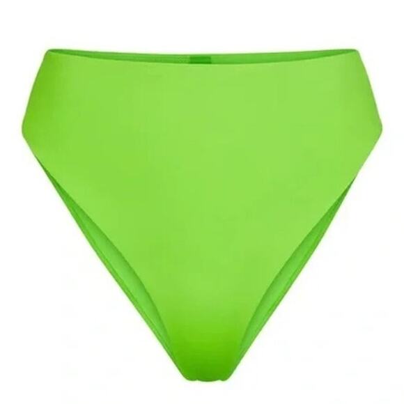 SKIMS Signature Swim Mid Waist Bikini Bottom Swimwear in Neon Green NWT XL - Picture 2 of 8